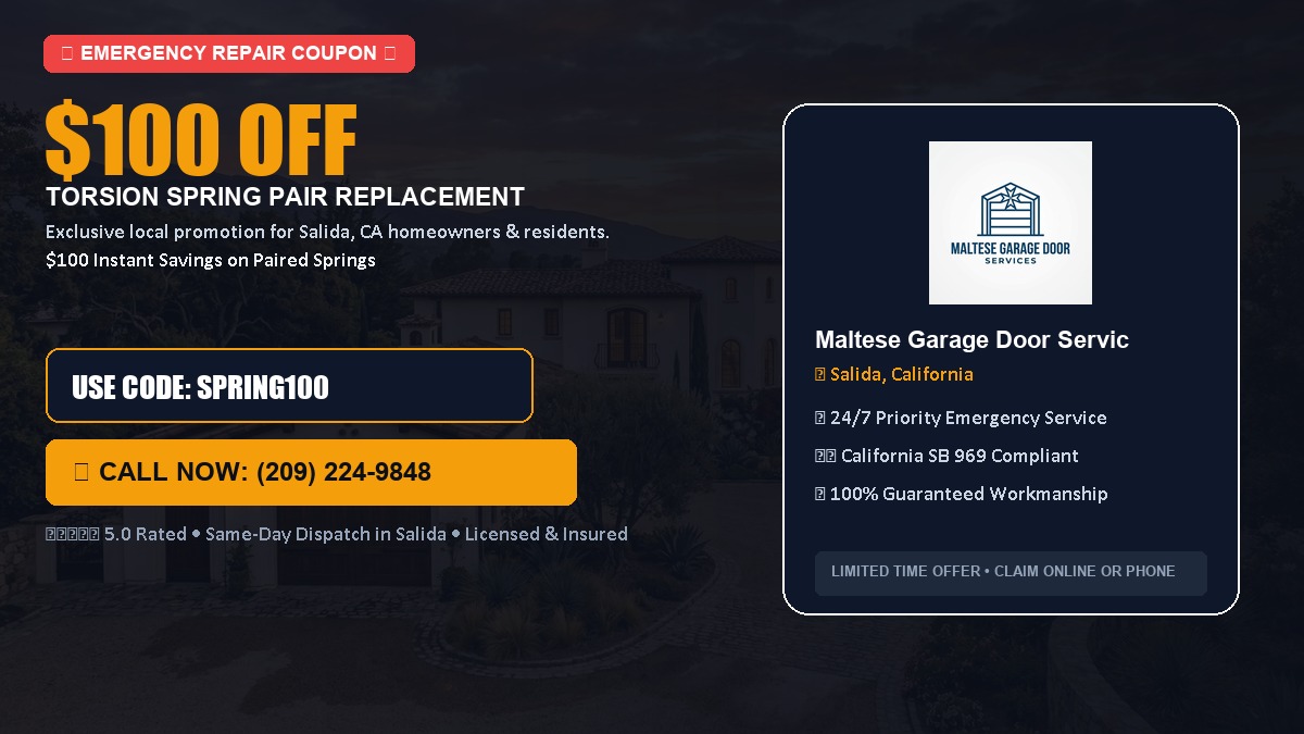 $100 OFF Heavy-Duty Torsion Spring Pair Replacement in Salida, CA